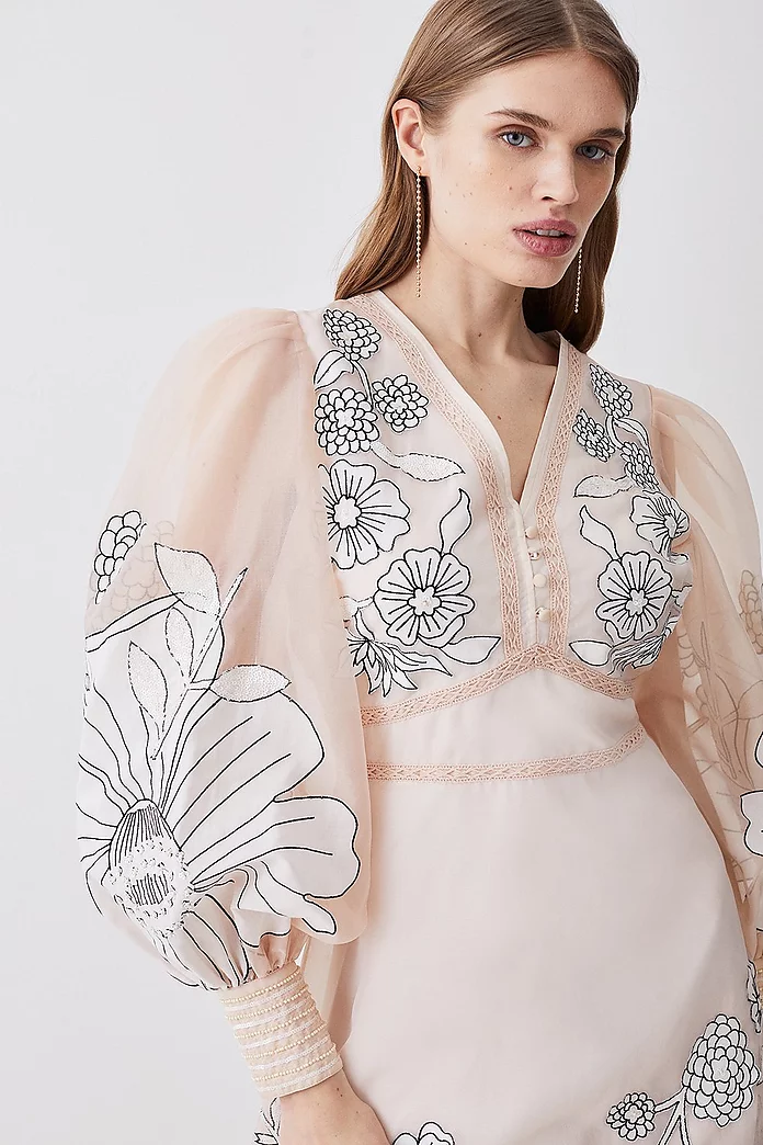 Tall Applique Organdie Woven Maxi Dress | Karen Millen Tall Applique Organdie Woven Maxi Dress | Karen Millen