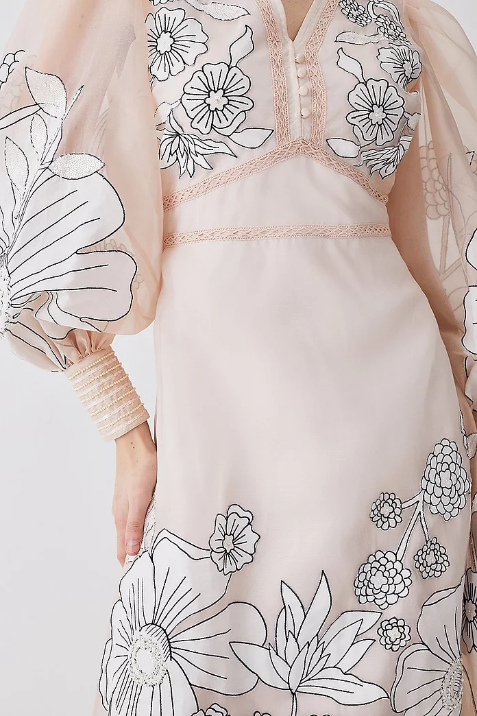 Tall Applique Organdie Woven Maxi Dress | Karen Millen Tall Applique Organdie Woven Maxi Dress | Karen Millen