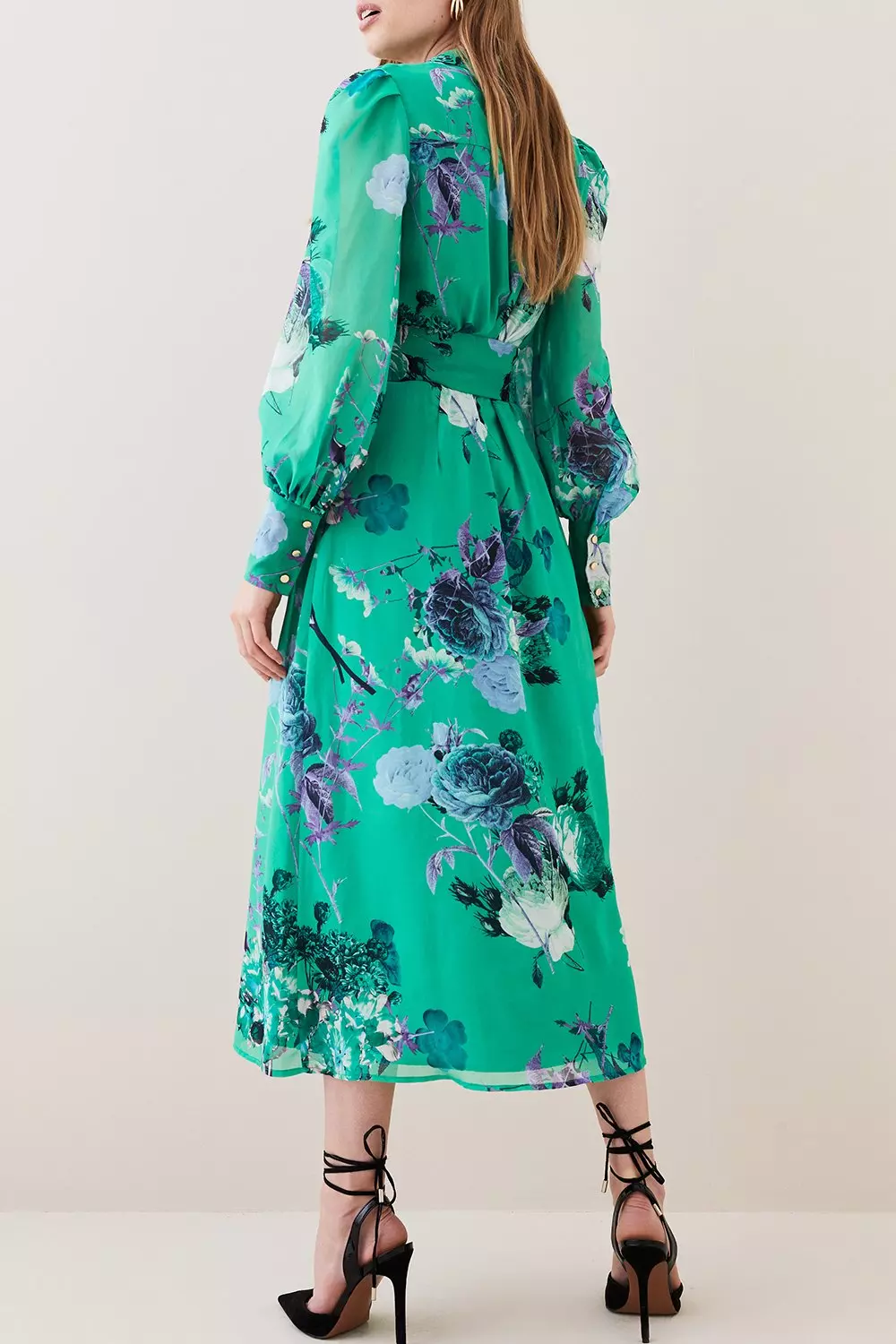 Apple green Green Rose Georgette Woven Shirt Dress alternative image