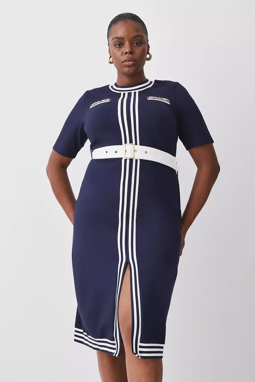 Navy midi dress plus size best sale