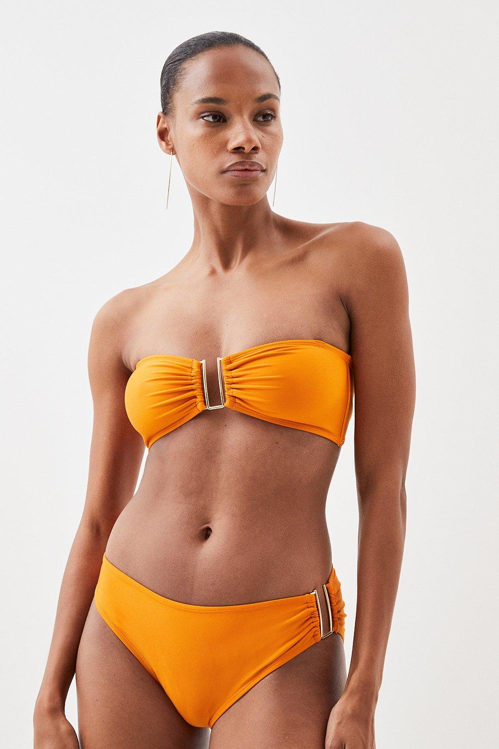 Orange Bikini Bottoms With Gold Trim