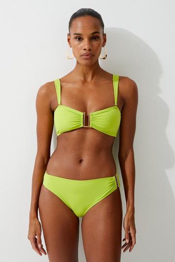 Detachable Strap Gold Trim Bikini Top lime