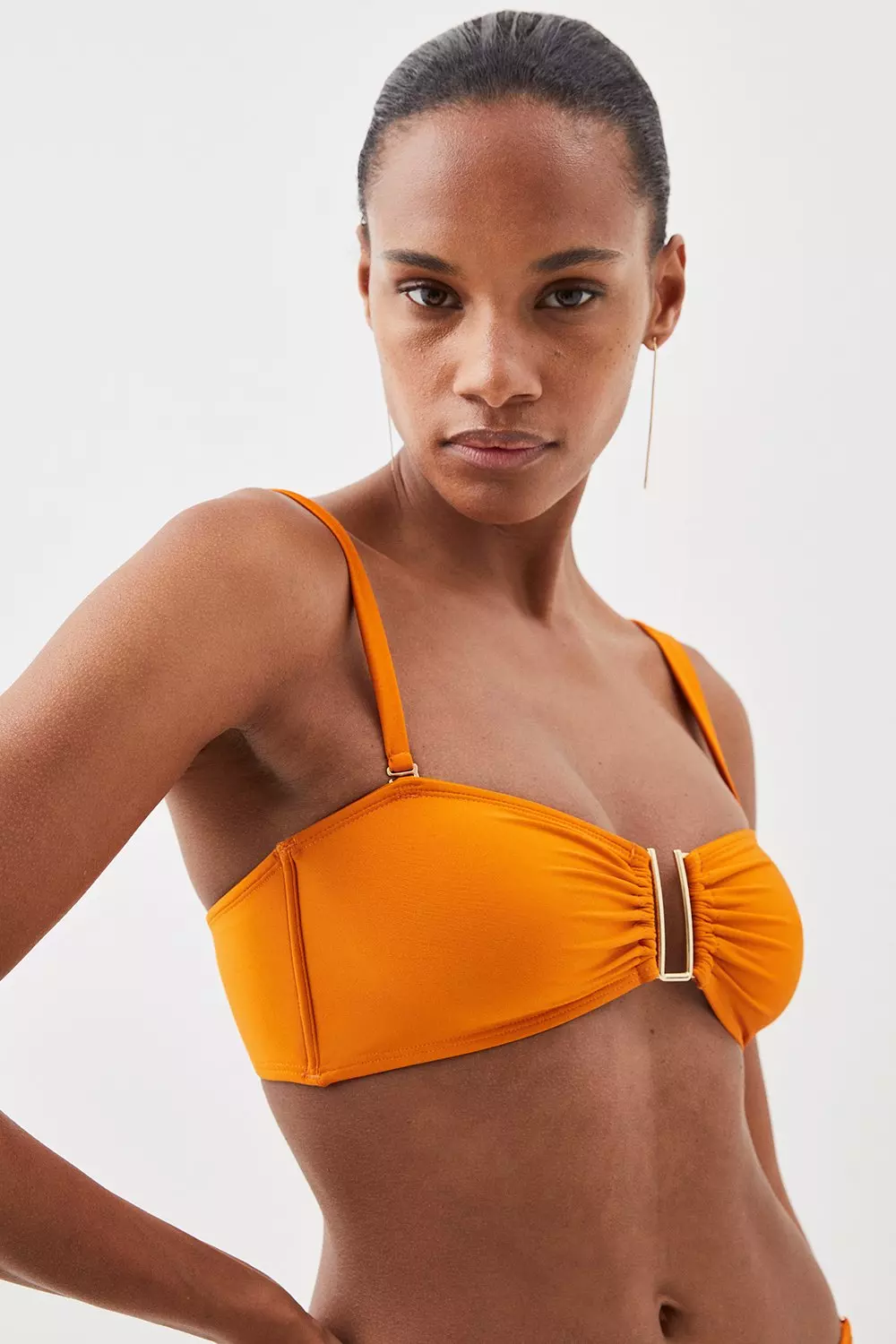 Orange Detachable Strap Gold Trim Bikini Top alternative image