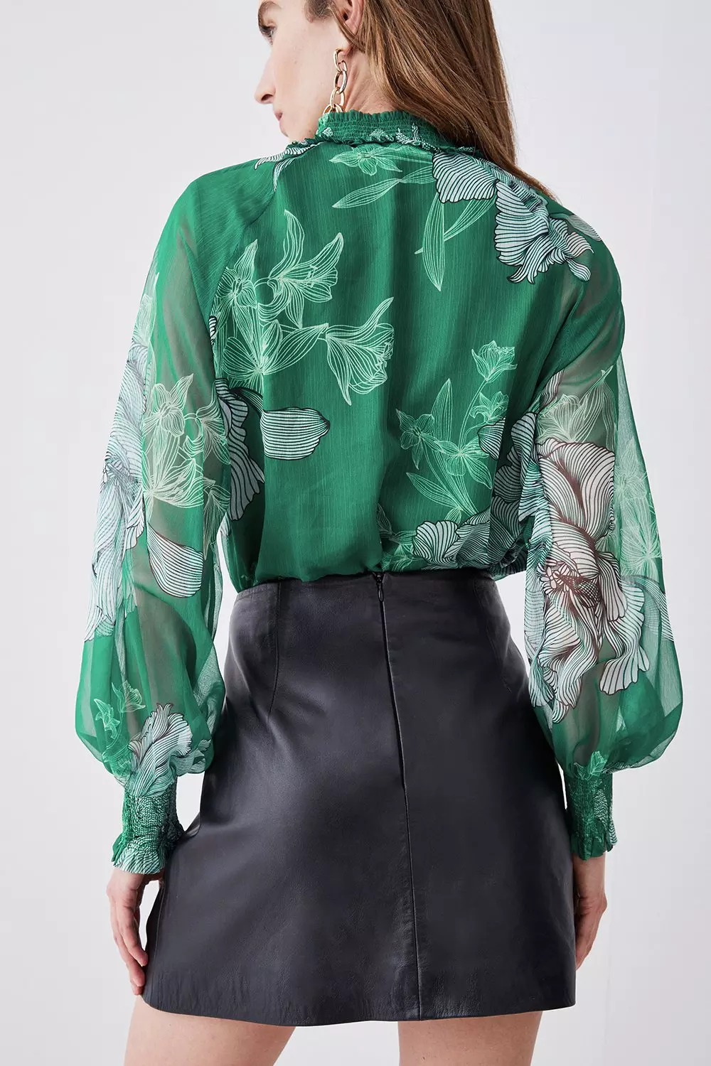 Floral Bloom Shirred Detail Woven Blouse | Karen Millen