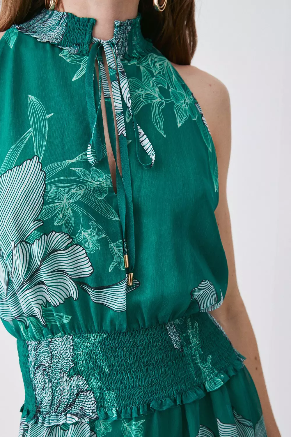新品タグ付 Karen Millen ワンピース ミントグリーン 日本サイズM ミントグリーンVネックティアードワンピース | DRESS | OBLI
