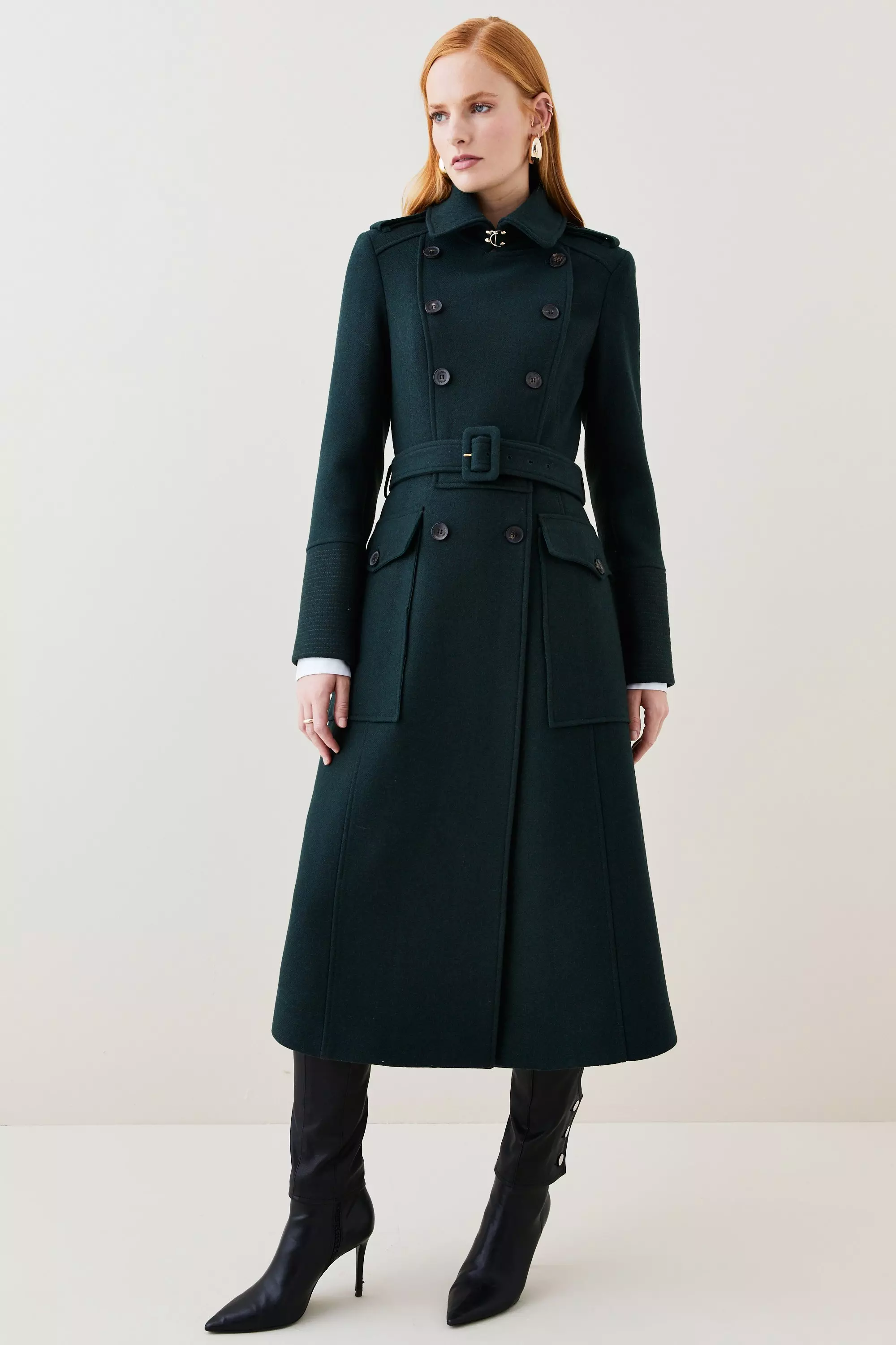 【Karen Millen】英国発！ Lydia Millen マンテコ ウール コート Lydia Millen Premium Italian Manteco Wool Rounded Sleeve