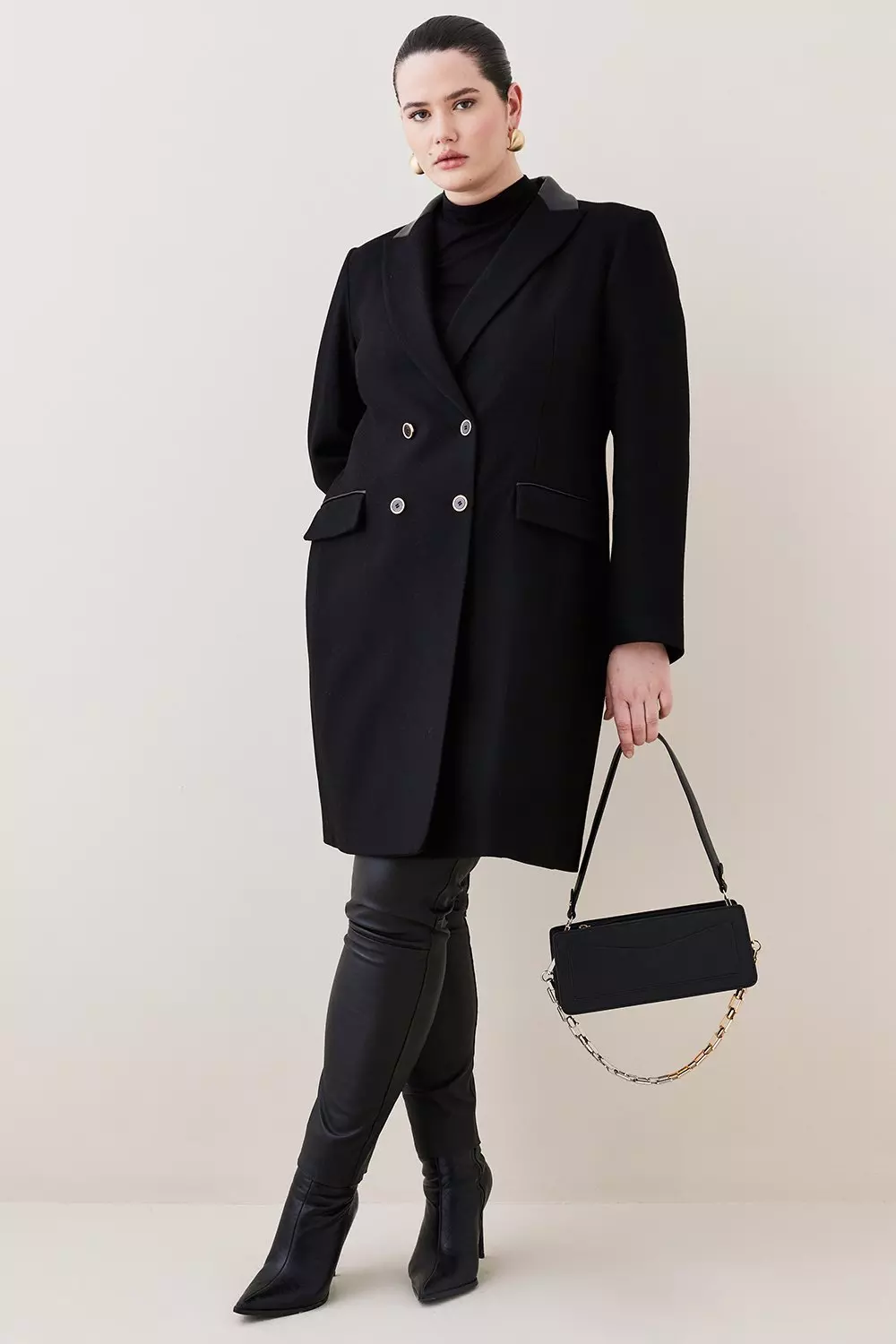 Plus Size Italian Virgin Wool Cashmere Db Tailored Coat Karen Millen