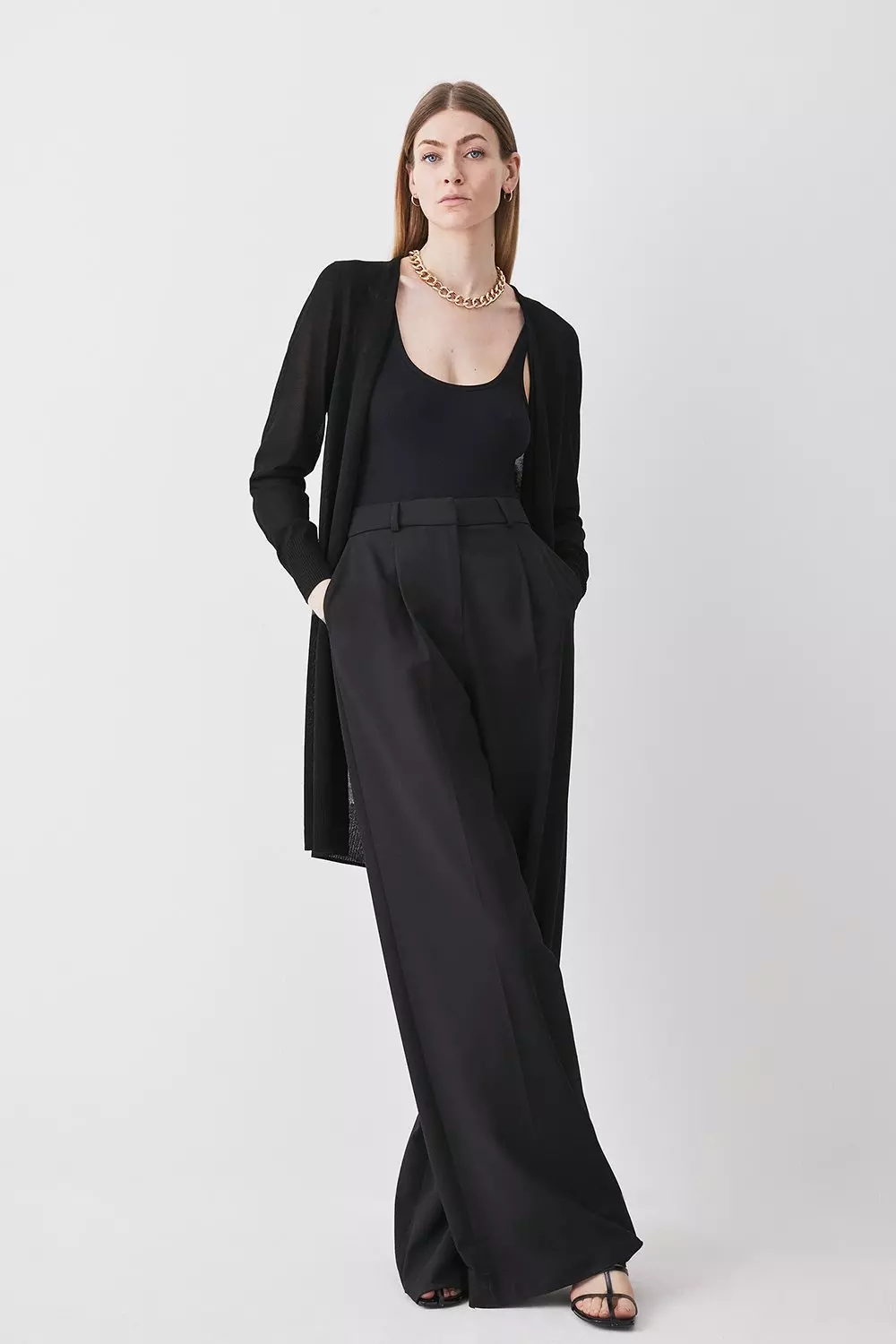 Lightweight Knitted Edge To Edge Longline Cardigan Karen Millen