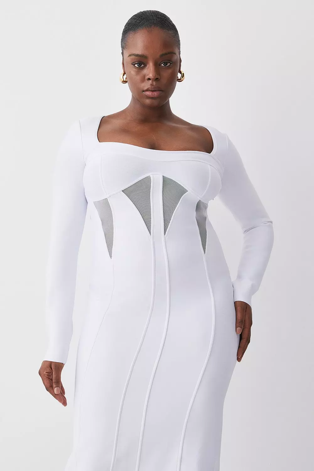Plus Size Mesh Cut Out Bandage Knit Midaxi Dress Karen Millen