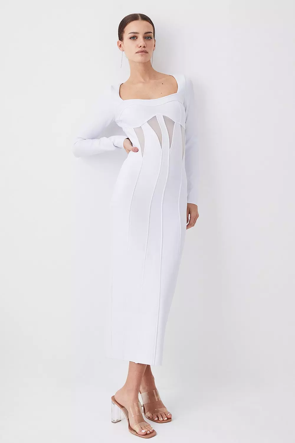 【KAREN MILLEN】バンデージアシンメトリーニットミディドレス bkk08438_white_xl?$