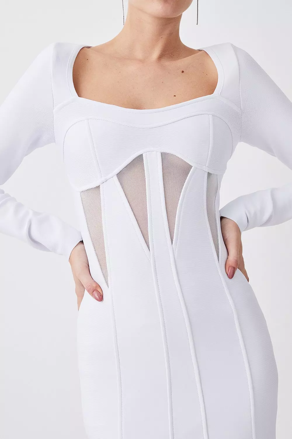 【KAREN MILLEN】バンデージアシンメトリーニットミディドレス bkk16151_sage_xl?$