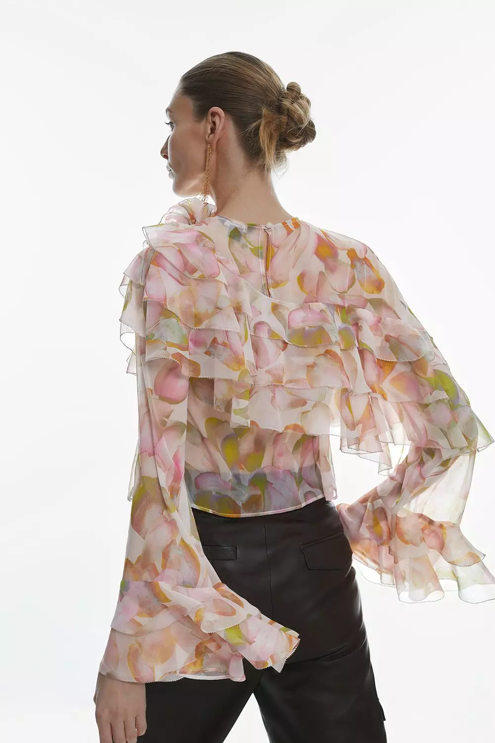 Floral Chiffon Corsage Ruffle Blouse | Karen Millen