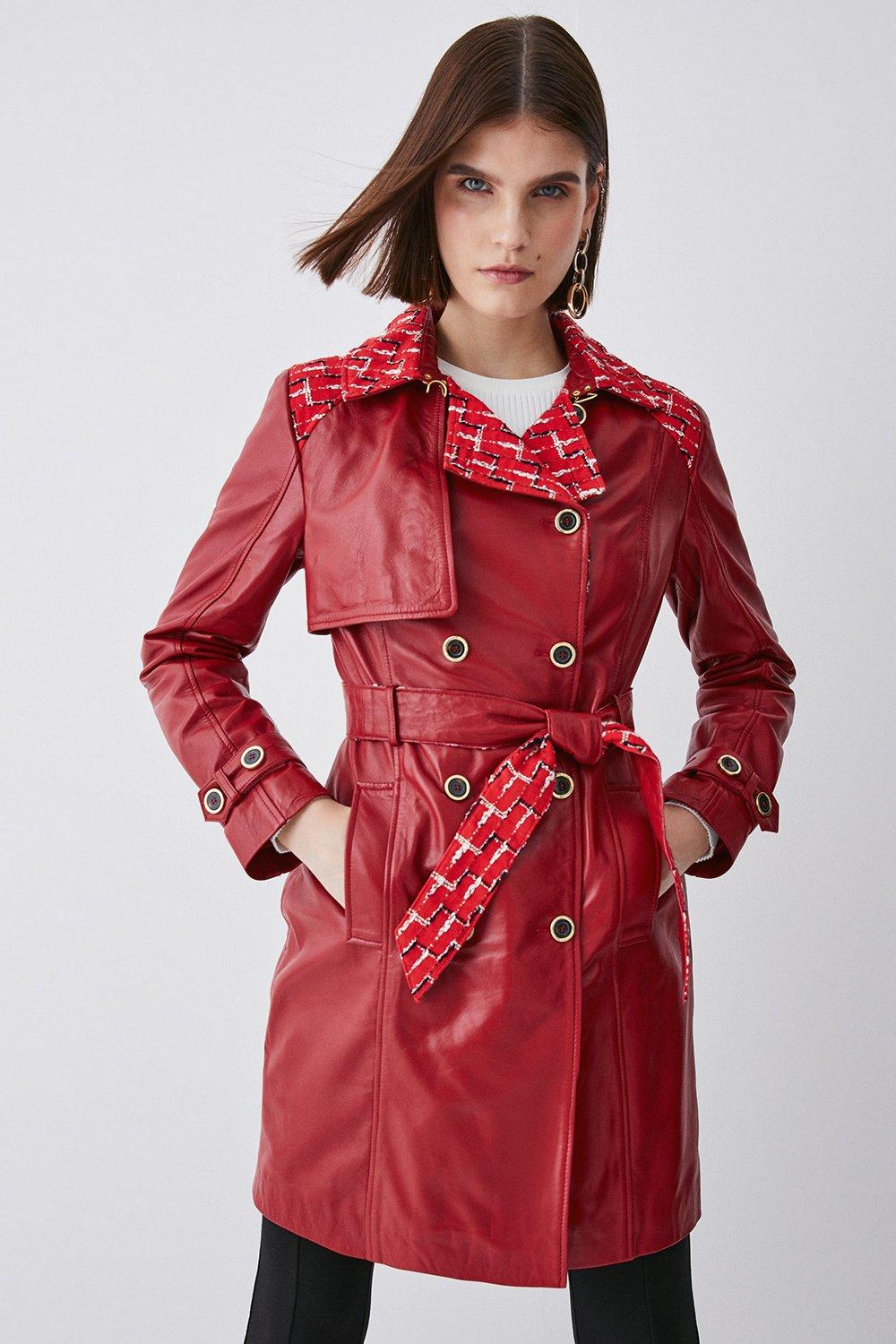 Karen millen red trench coat best sale