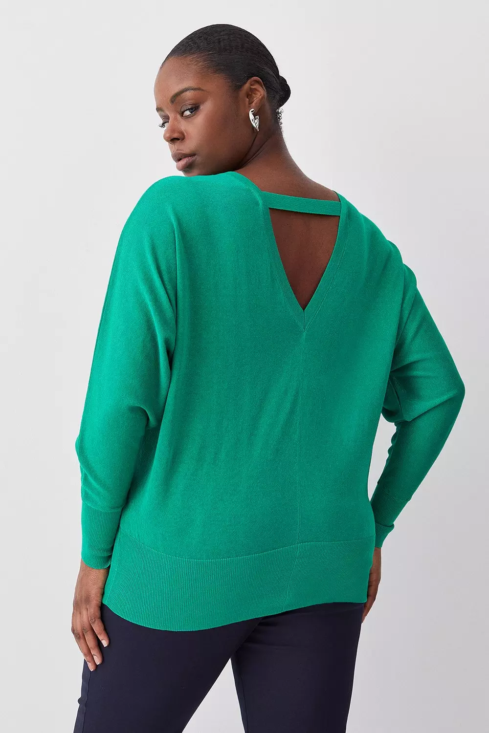 Plus Size Knitted V Neck Long Sleeve Jumper Karen Millen