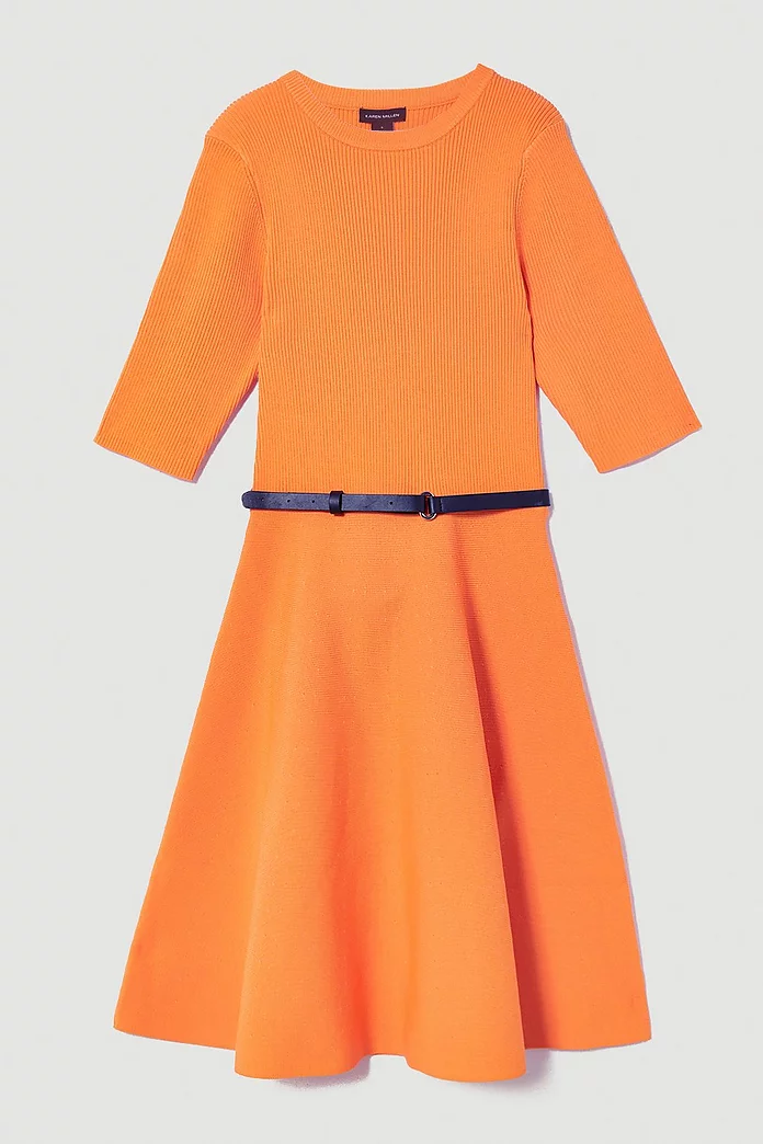 Petite Rib Knitted Skater Mini Dress | Karen Millen Petite Rib Knitted Skater Mini Dress | Karen Millen