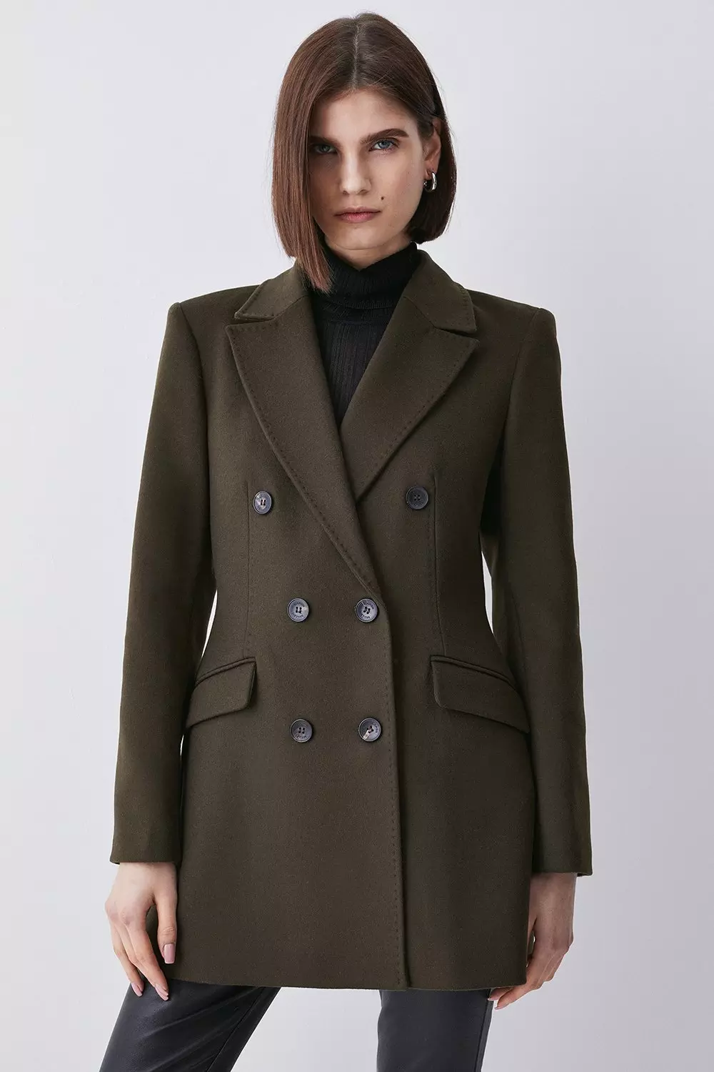 Double breasted short trench coat online