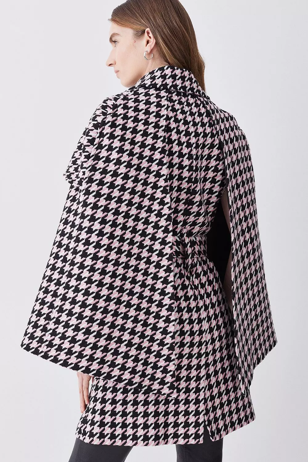 Italian Wool Mix Boucle Short Cape Coat | Karen Millen