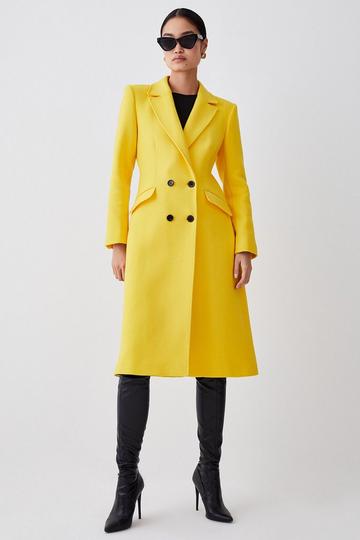 Italian Wool Fitted Coat yellow