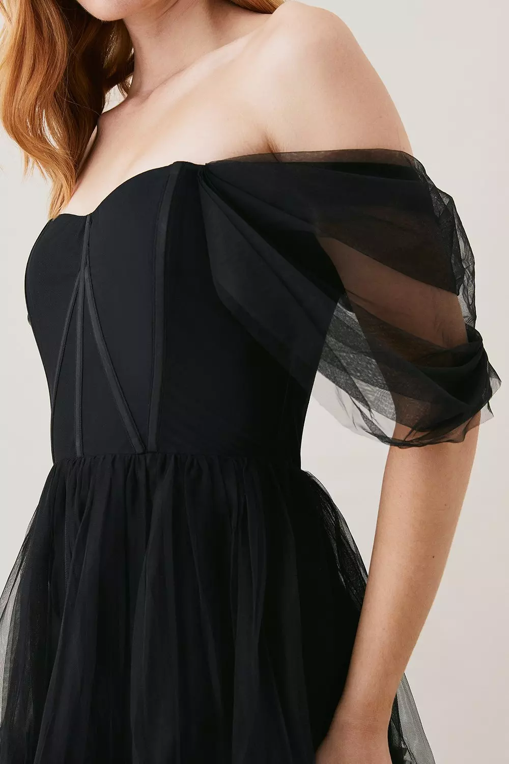 Lydia Millen Corset Detail Tulle Tiered Woven Dress Karen Millen