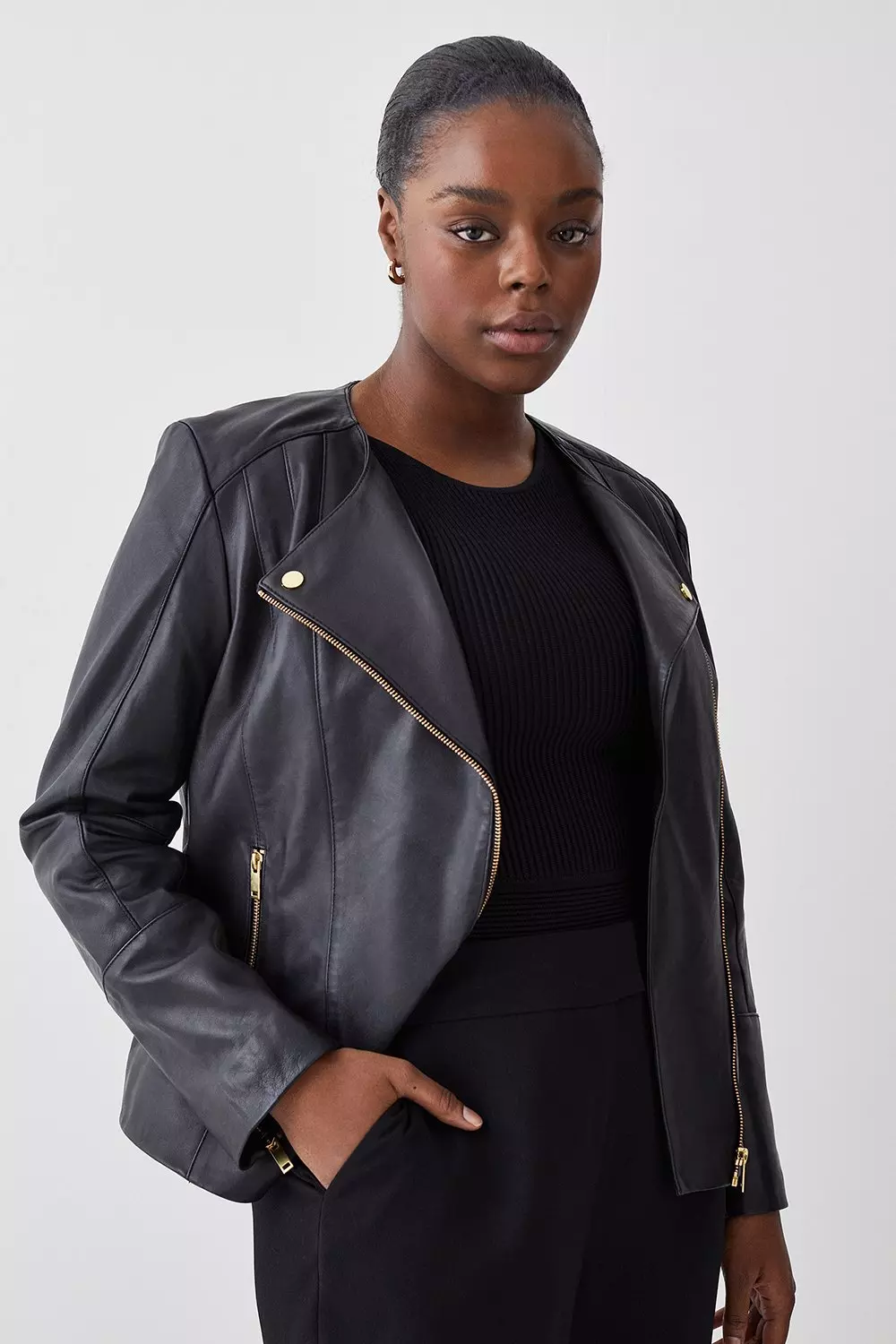 Plus size black moto jacket best sale