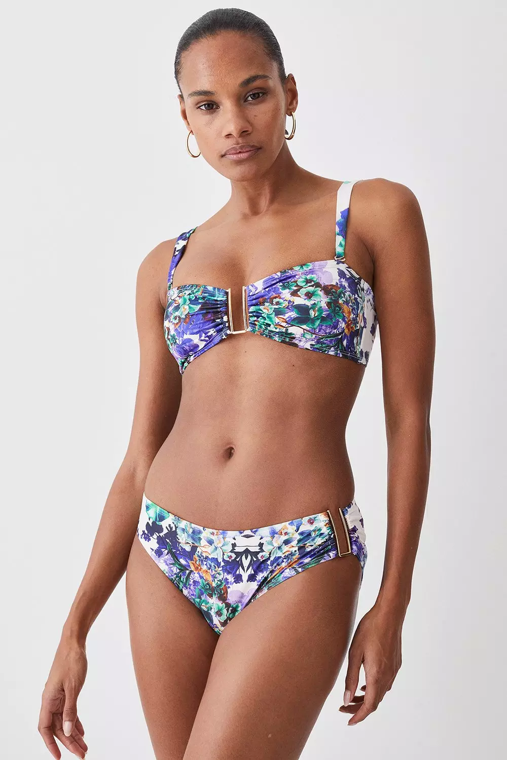 KAREN MILLEN ミラーフローラルプリント ビキニトップ 花柄 水着 Mirror Print Plunge Bikini Top | Karen Millen
