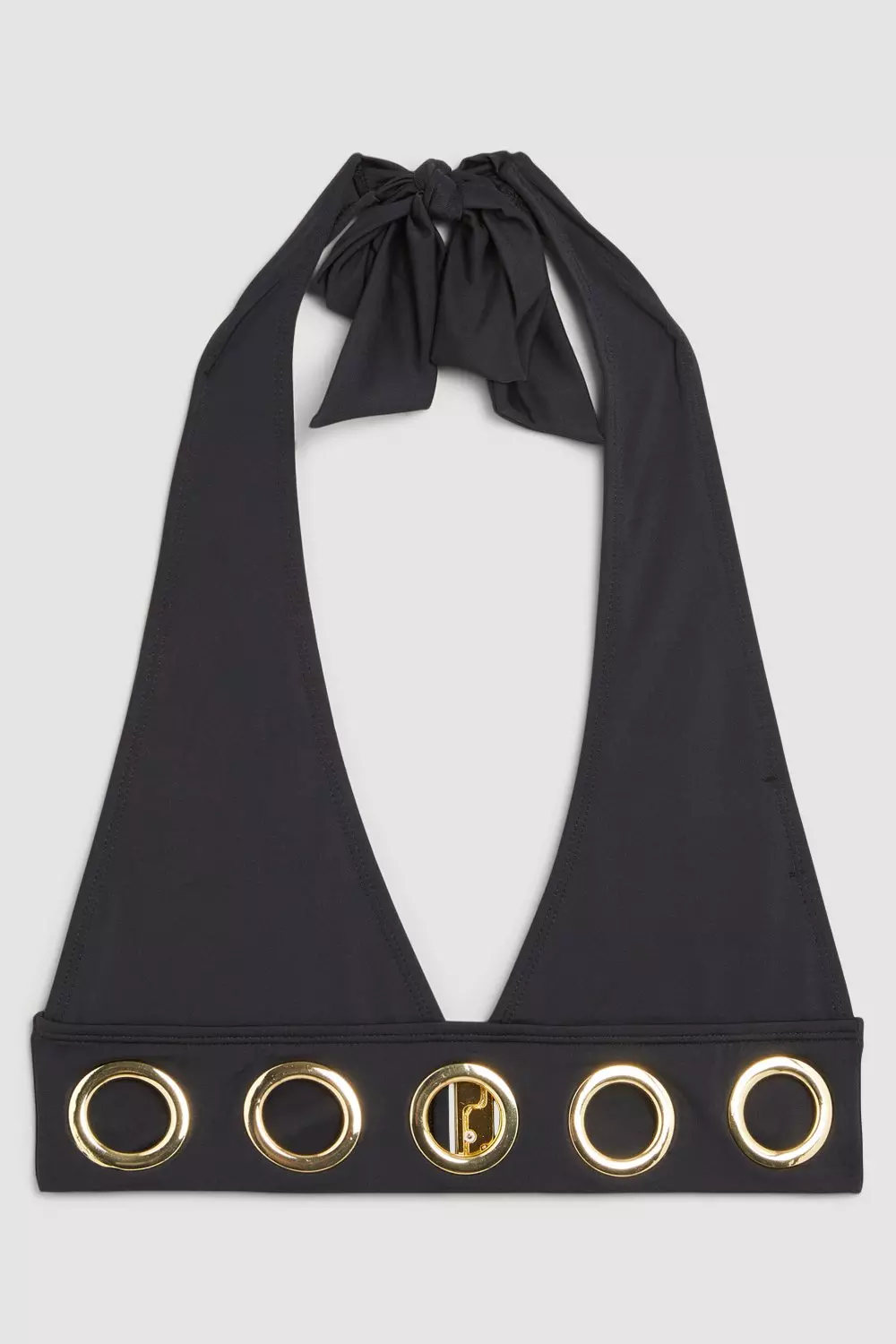 Eyelet Detail Halter Neck Bikini Top | Karen Millen