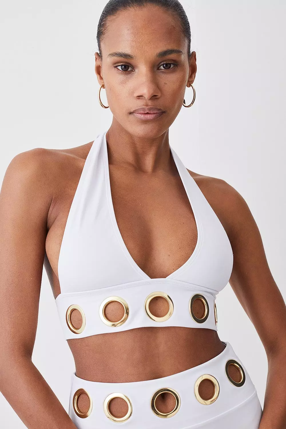 Eyelet Detail Halter Neck Bikini Top Karen Millen