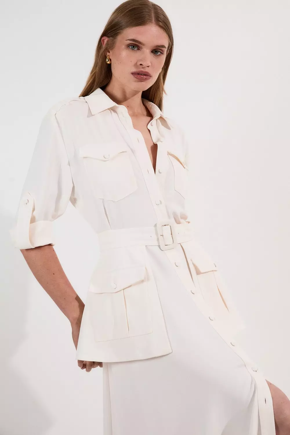 Lydia Millen Soft Tailored Belted Maxi Shirt Dress | Karen