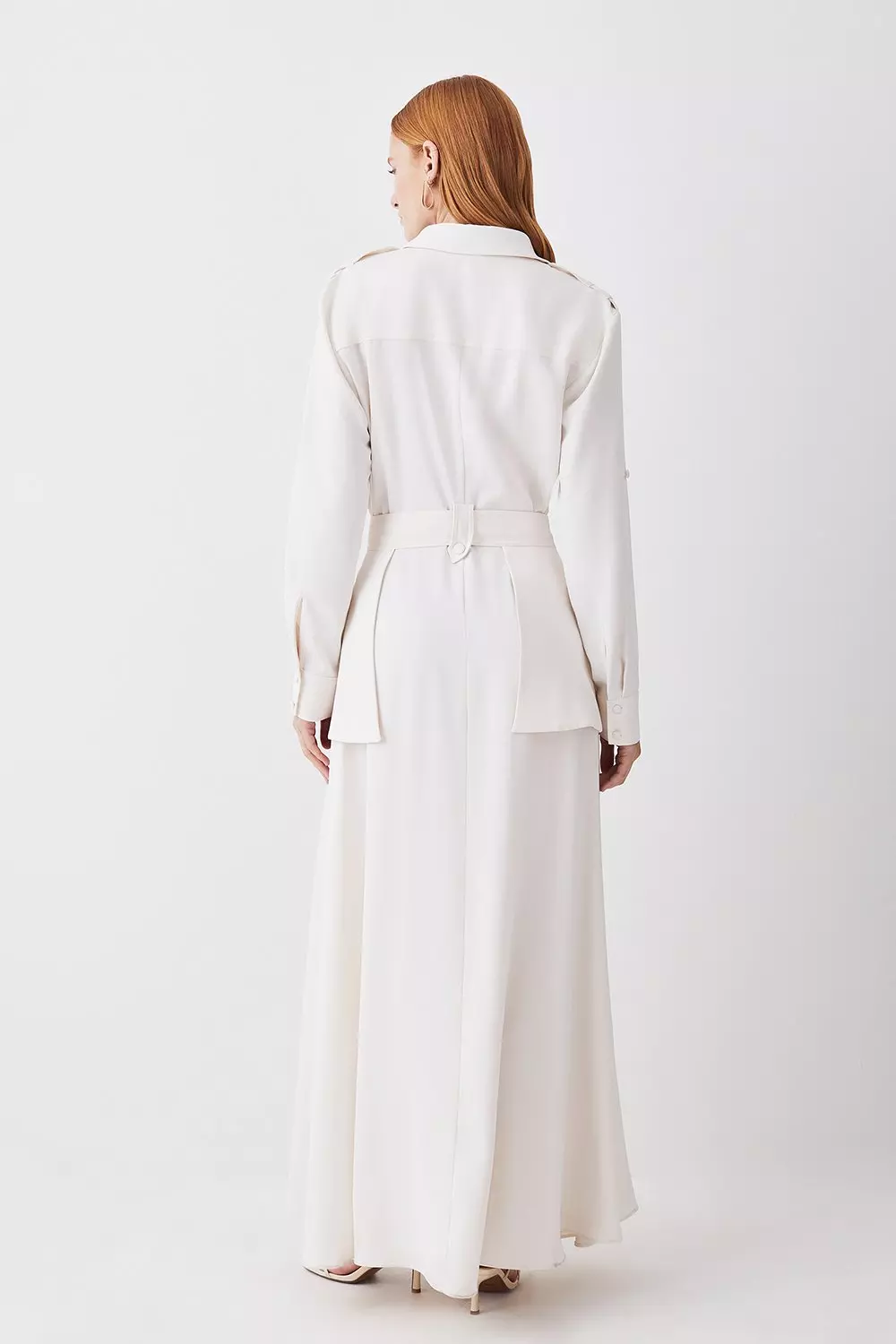 【Karen Millen】ストライプ コットン ロゼッタ シャツマキシ Stripe Cotton Woven Sleeveless Shirt Maxi Dress With Rosette