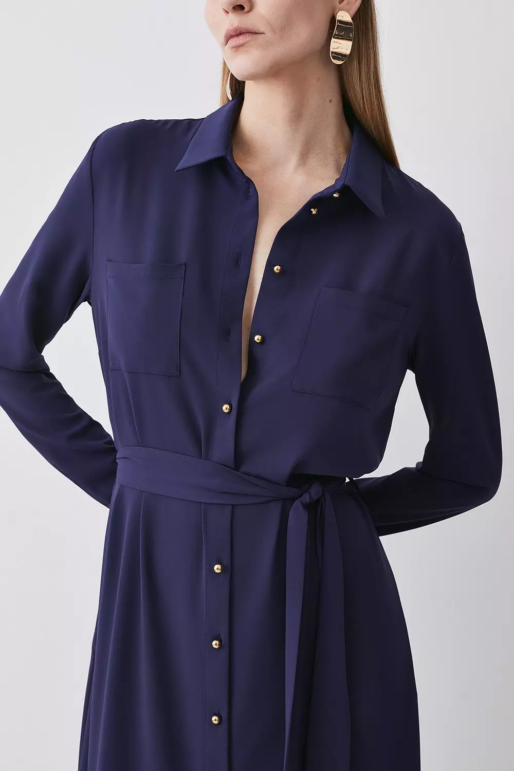 【KAREN MILLEN】プチエッセンシャル ベルト付き ミディドレス KAREN MILLEN】プチエッセンシャル ベルト付き ミディドレス