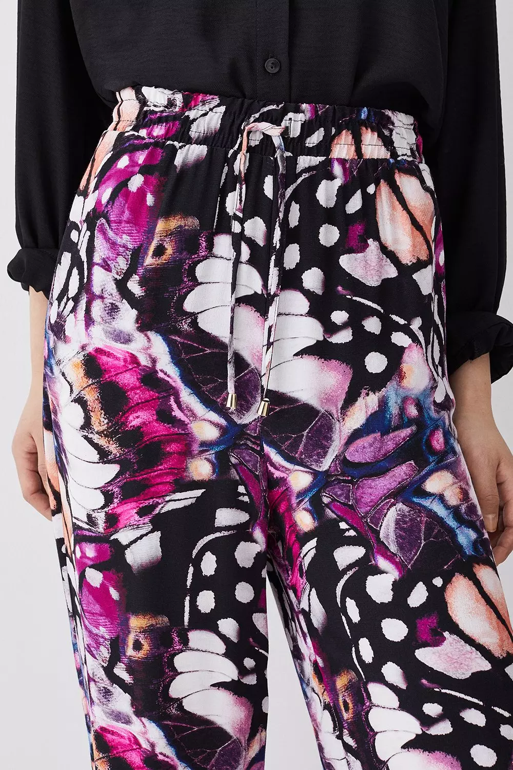 Butterfly Print Woven Wide Leg Trouser | Karen Millen