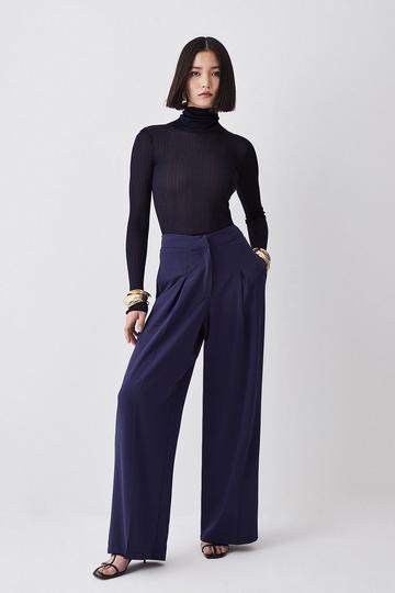Essential Tailored Wide Leg Trouser navy
