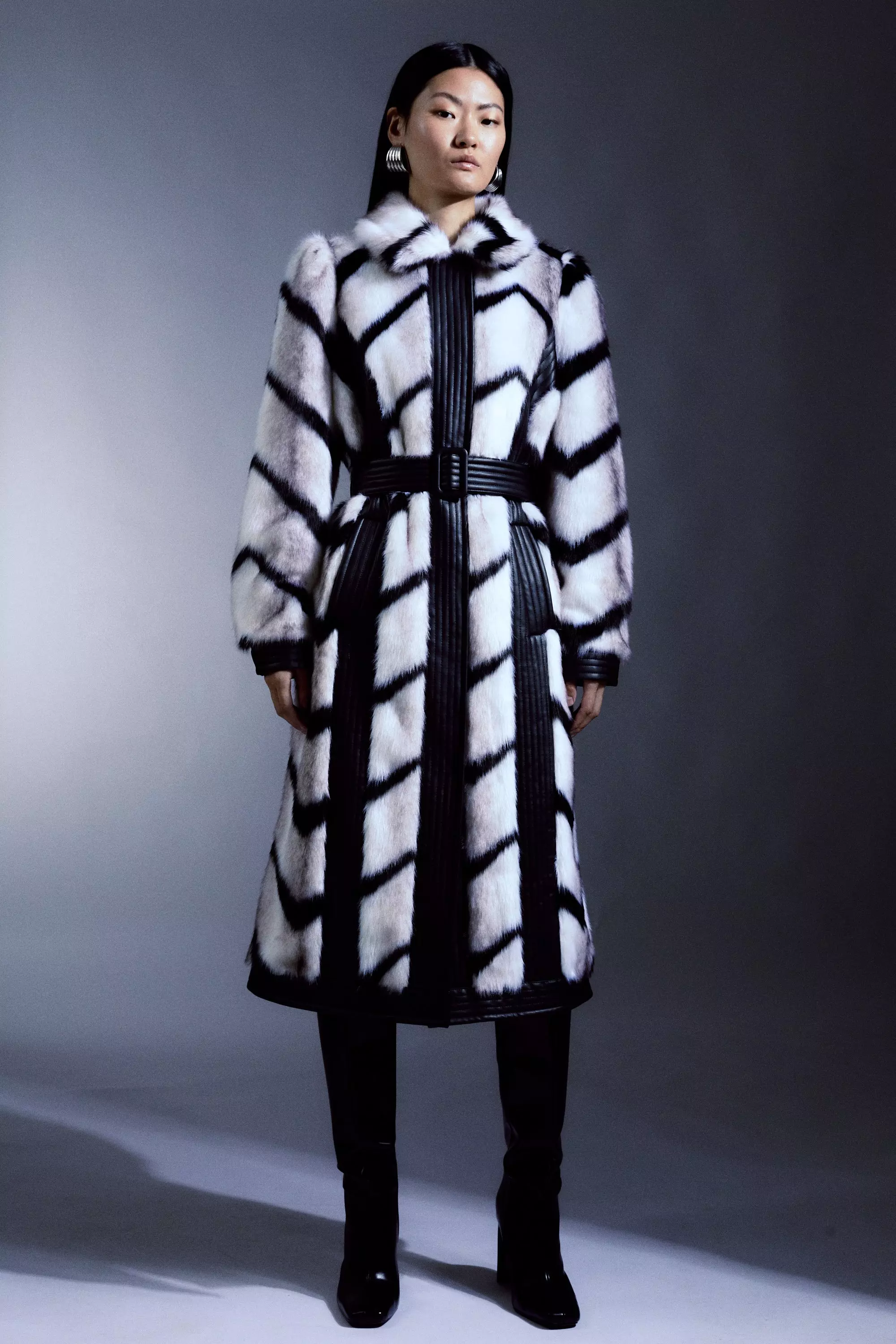 Panelled fur coat best sale