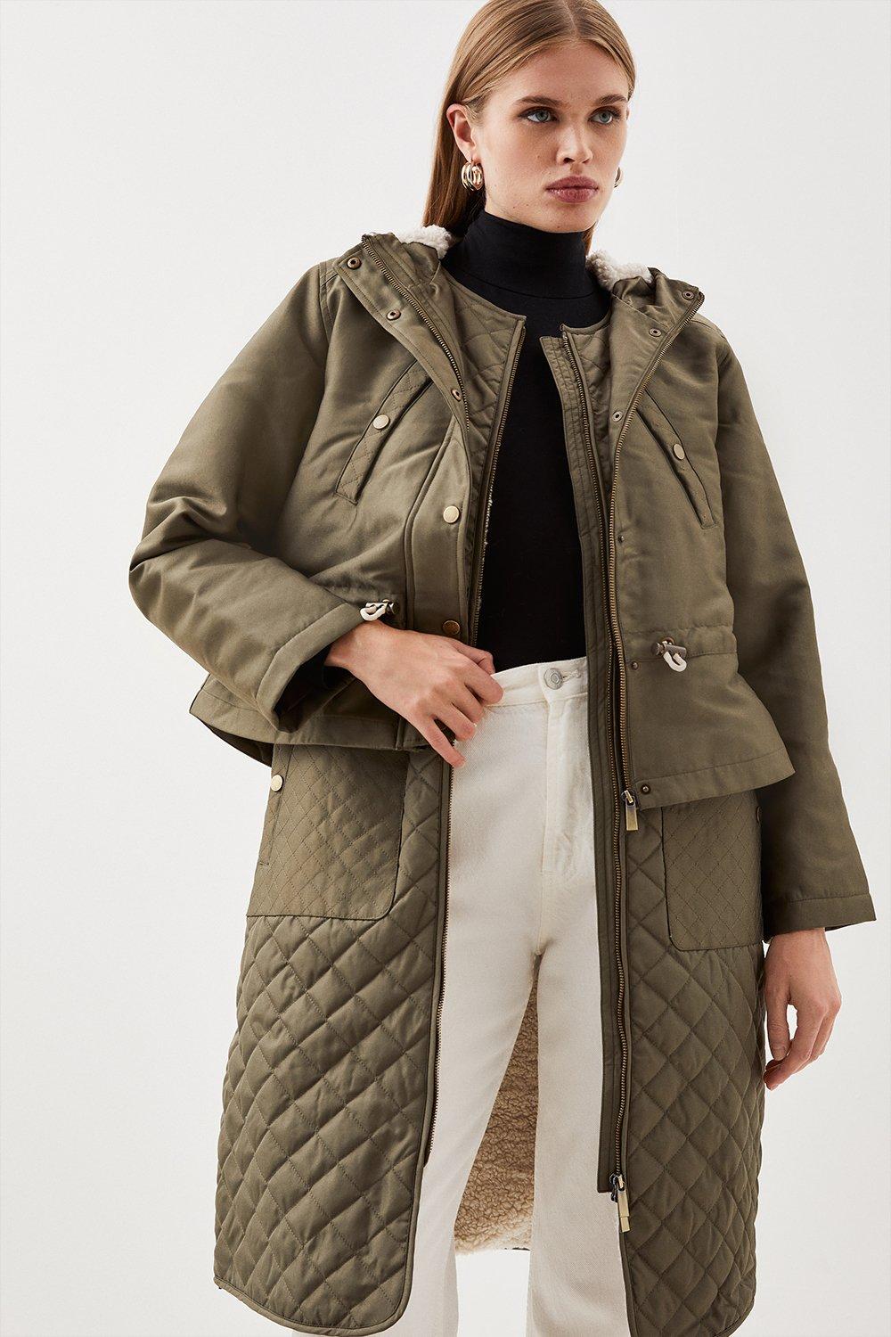 Faux Fur Lined Hybrid Longline Trench Coat | Karen Millen