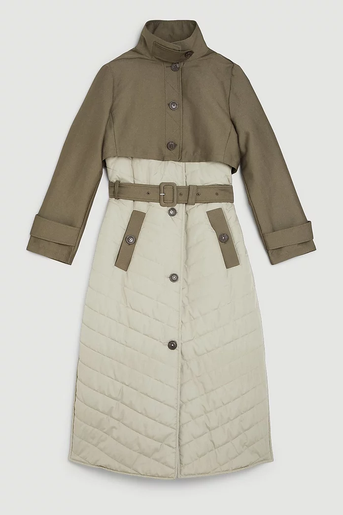 Lightweight Padded Hybrid Trench Coat | Karen Millen Lightweight Padded Hybrid Trench Coat | Karen Millen