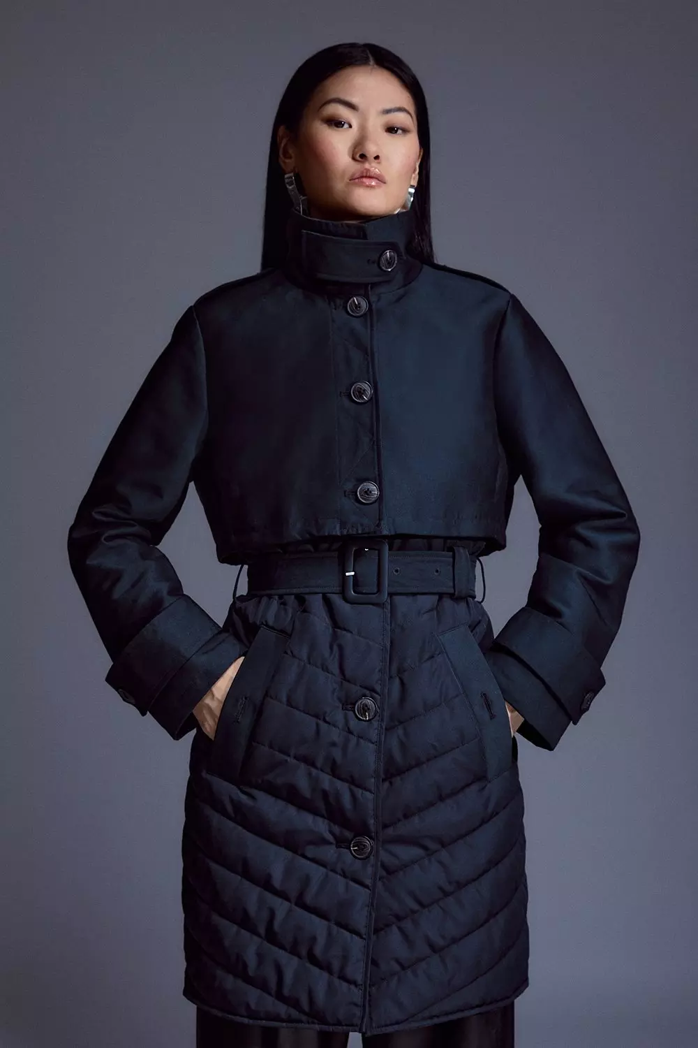 Karen millen black quilted coat best sale