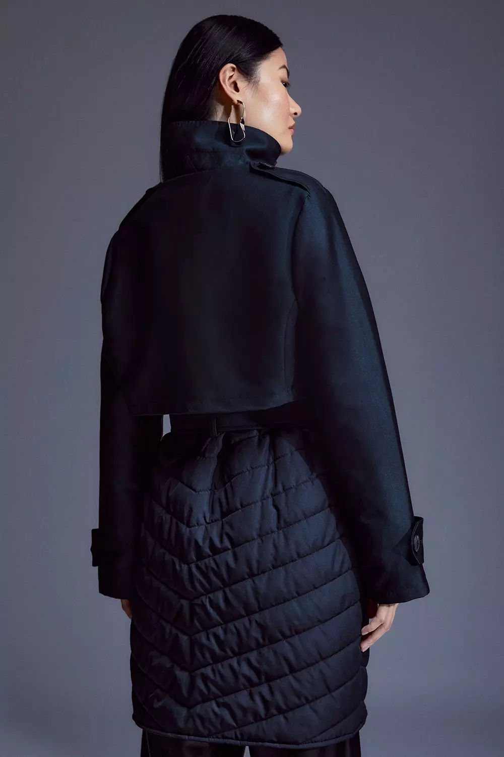 Lightweight Padded Hybrid Short Trench Coat Karen Millen