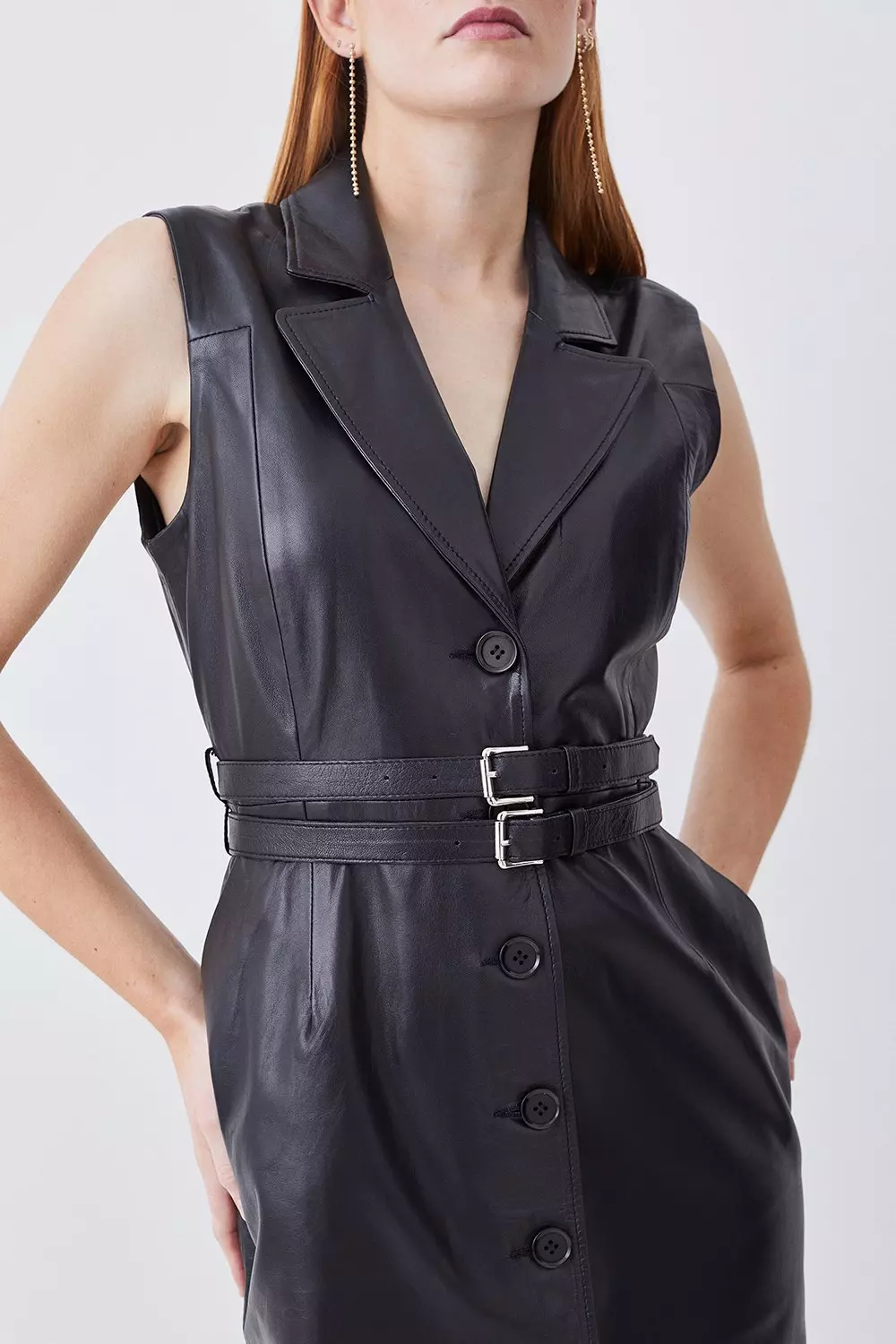 Karen millen leather belt pencil dress best sale