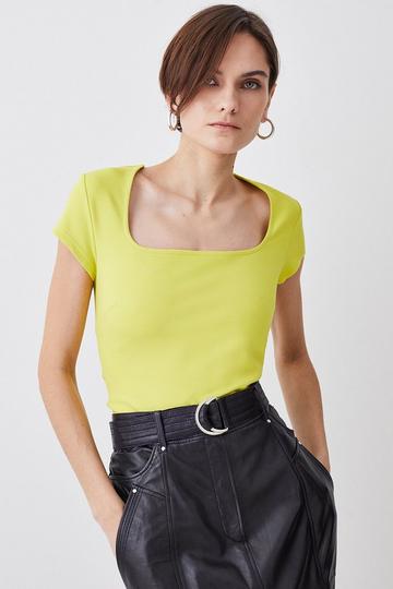 Square Neck Ponte Jersey Top lime