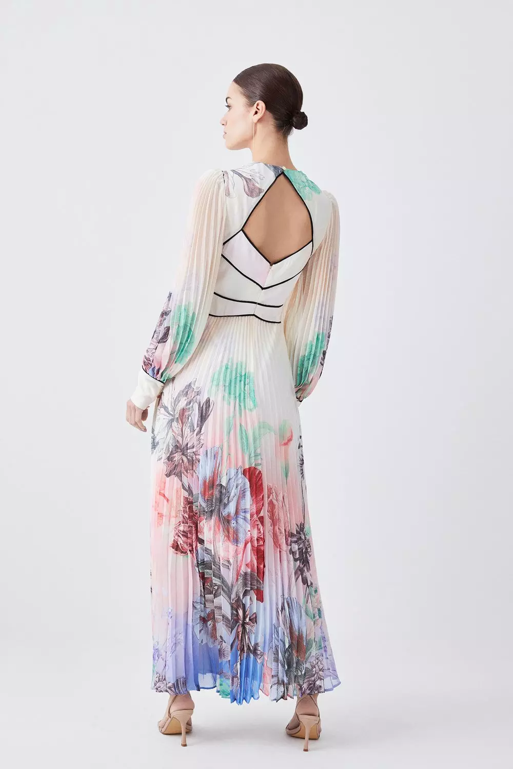 Petite Pleated Floral Printed Woven Maxi Dress Karen Millen