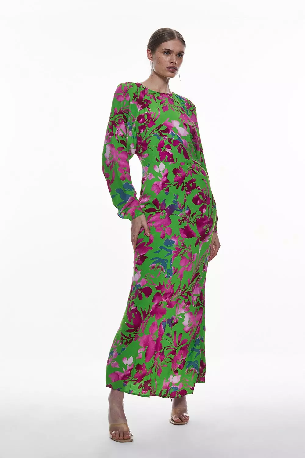 Shop the Casa Del Mar One-Shoulder Ruched Midi Dress Floral Blue