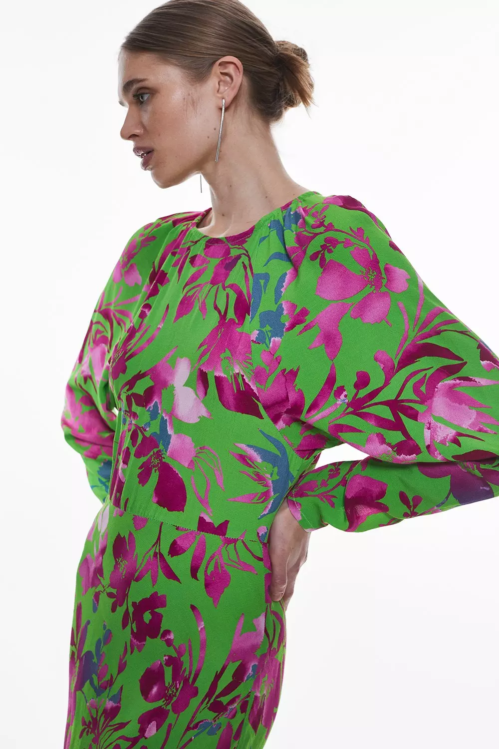 Silhouette Floral Batwing Midi Dress | Karen Millen