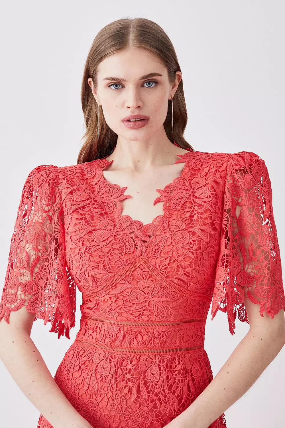 Juicy couture floral guipure ruffle sleeve dress online