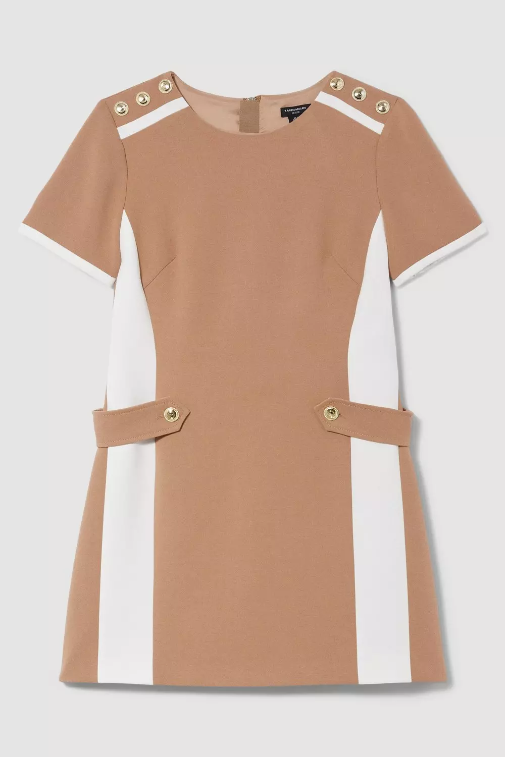 Petite Compact Stretch Tipped A Line Mini Dress | Karen Millen