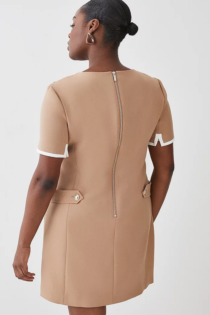 Plus Size Compact Stretch Tipped A Line Mini Dress | Karen Plus Size Compact Stretch Tipped A Line Mini Dress | Karen
