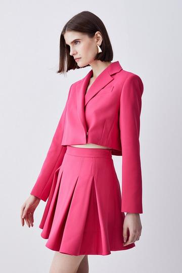 Tailored Pleated Full Mini Skirt pink