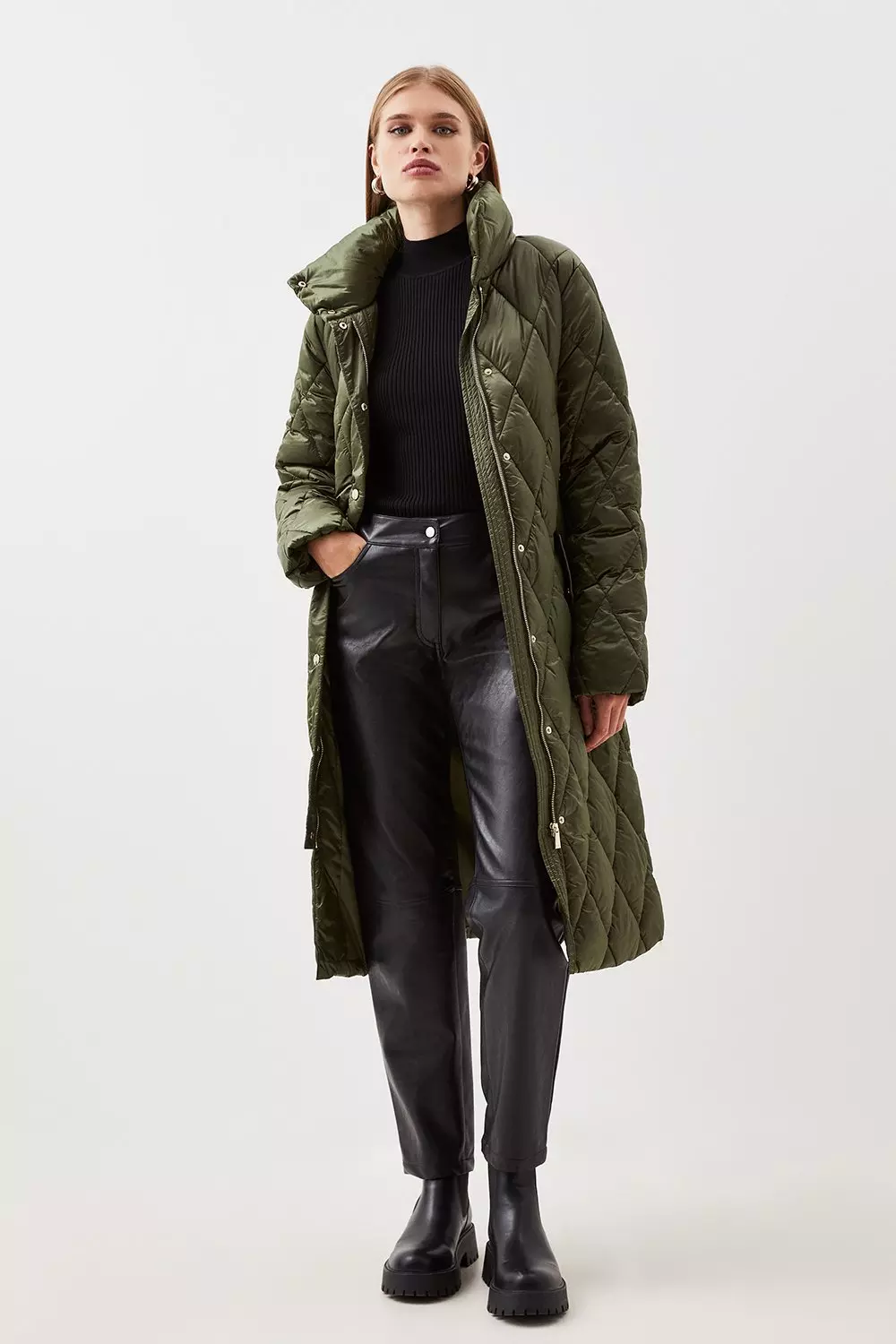 Long quilted down coat online