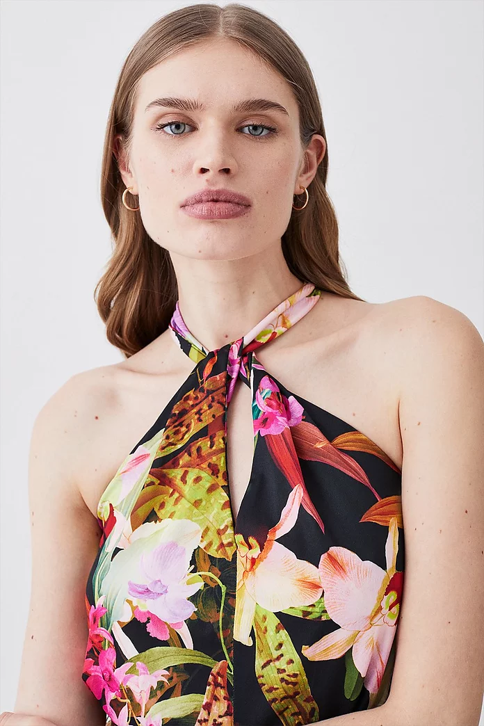 Floral Print Wide Leg Jersey Jumpsuit | Karen Millen Floral Print Wide Leg Jersey Jumpsuit | Karen Millen