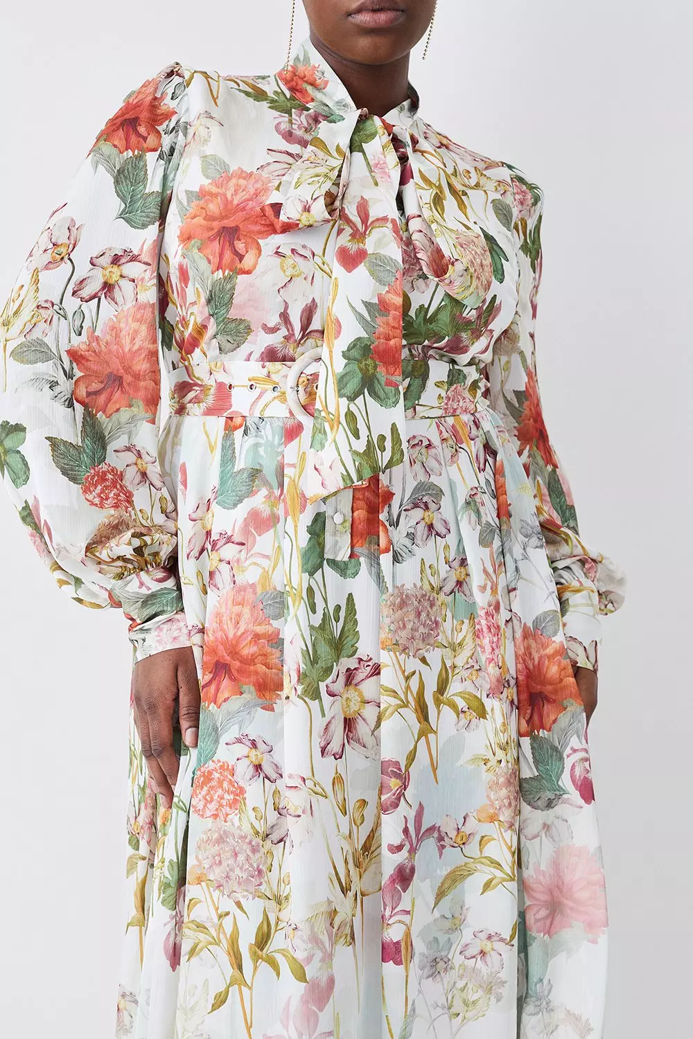 Plus Size Lydia Millen Crinkle Chiffon Floral Midi Dress