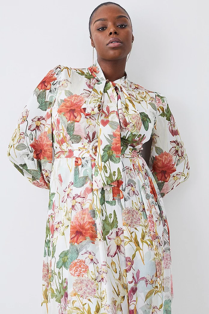 Plus Size Lydia Millen Crinkle Chiffon Floral Midi Dress Plus Size Lydia Millen Crinkle Chiffon Floral Midi Dress